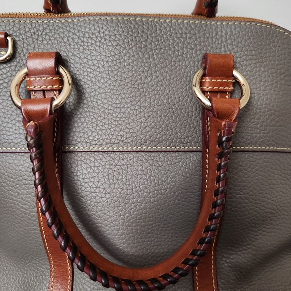 Dooney & Bourke Audrey Elephant Pebble Leather Satchel Domed Bag Gray - Picture 7 of 12